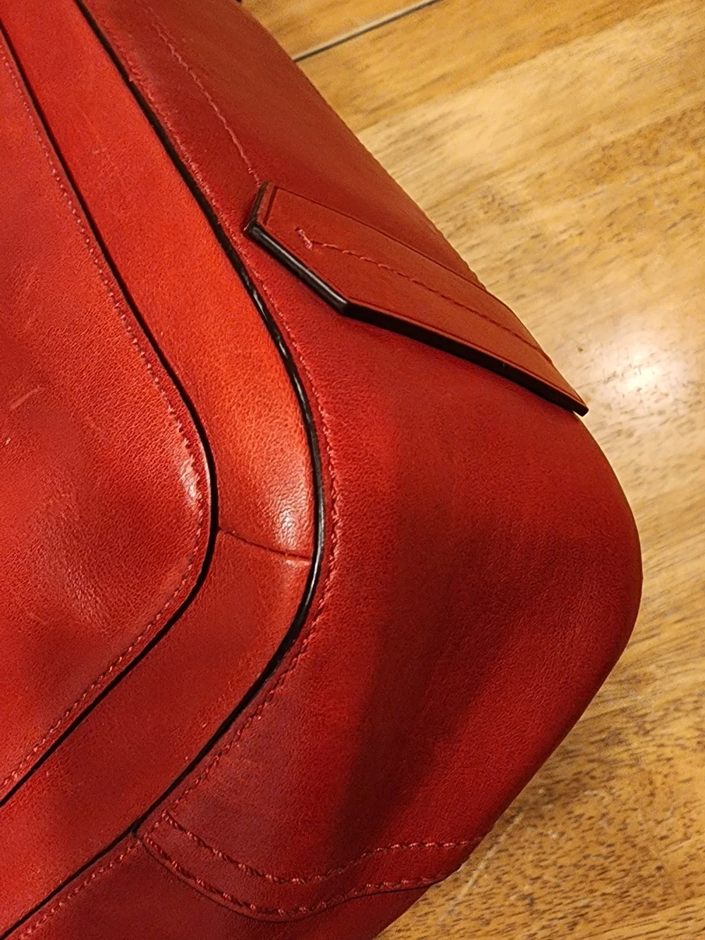 red leather Reed Krakoff Boxer tote bag distinctive front belt detail